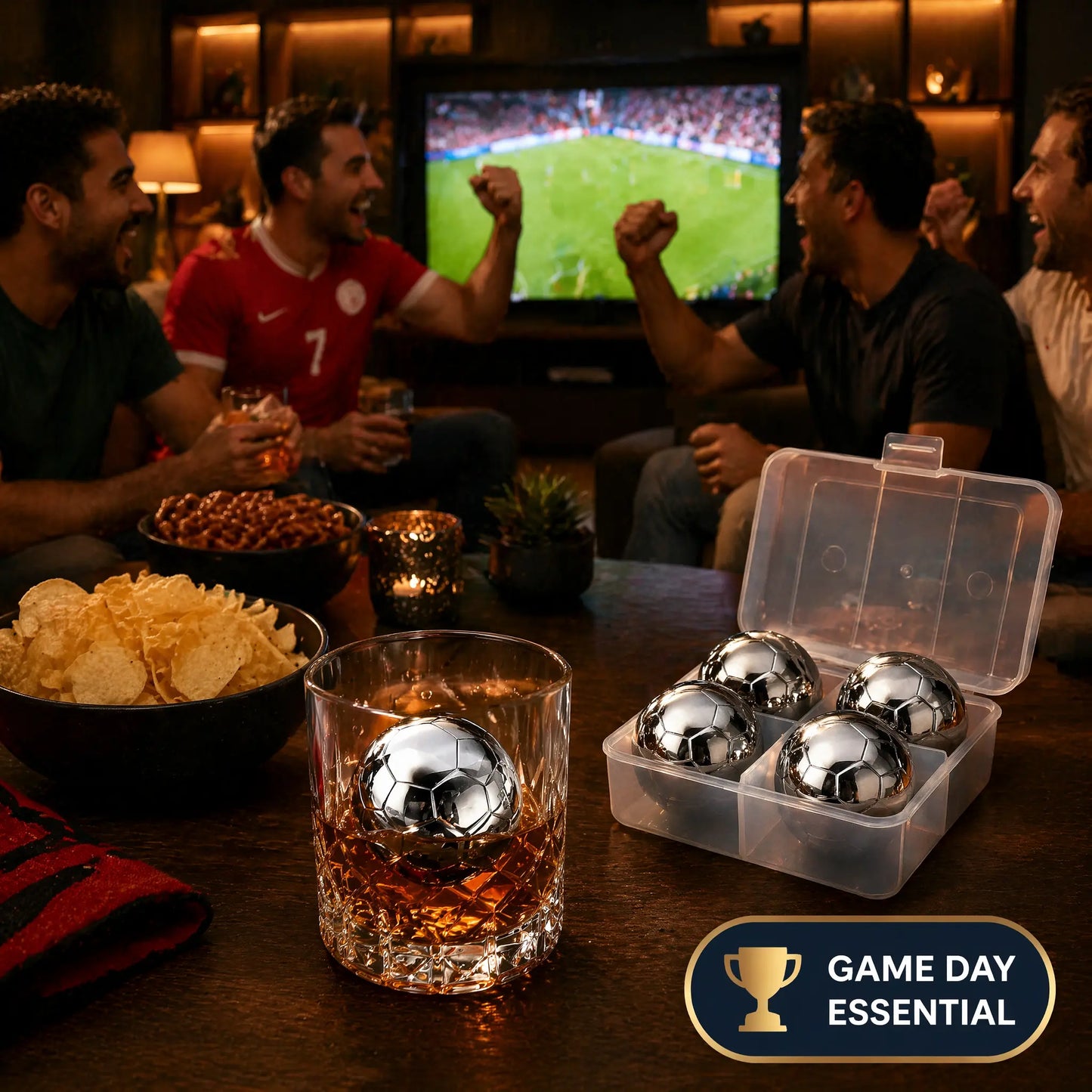 Reusable Soccer Ice Balls Set of 4 | Stainless Steel Chilling Stones for 2026 Watch Parties & Game Day