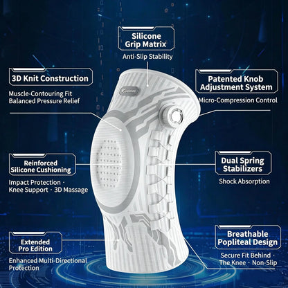 Professional Adjustable Dial Knee Brace for Men & Women with Patella Gel Pad, Dual Side Stabilizers & Compression Support, Knee Sleeve for Running, Sports, Workout, ACL, Meniscus Tear, Arthritis Pain Relief & Recovery Father'S Day Gift