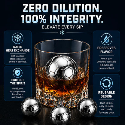 Reusable Soccer Ice Balls Set of 4 | Stainless Steel Chilling Stones for 2026 Watch Parties & Game Day