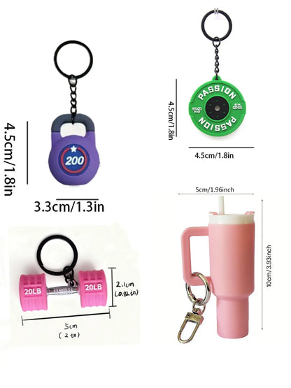 Personalized Functional Style Fitness-Themed Pendant, Creative Mini Cup Barbell Plate Woven Lanyard, Couple'S Everyday Commuting Keychain, a Small Item for Sports Enthusiasts, Accessory for Travel and Outfits, Fitness Journey