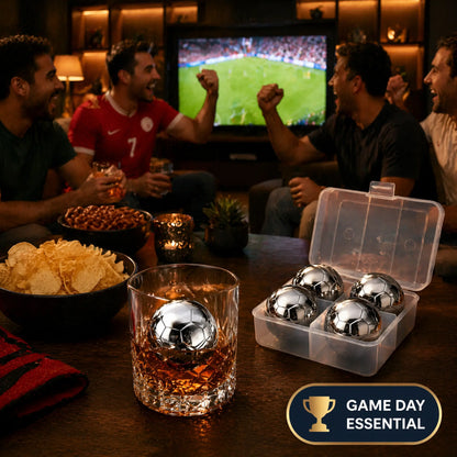 Reusable Soccer Ice Balls Set of 4 | Stainless Steel Chilling Stones for 2026 Watch Parties & Game Day