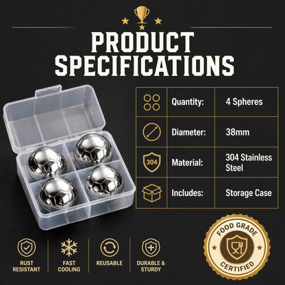 Reusable Soccer Ice Balls Set of 4 | Stainless Steel Chilling Stones for 2026 Watch Parties & Game Day
