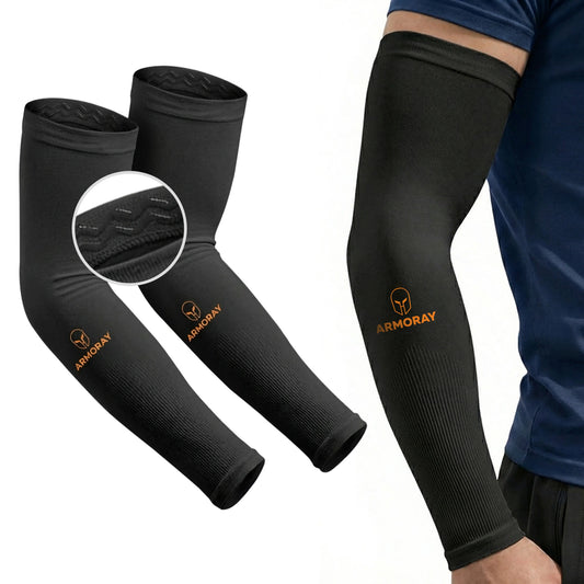 ARMORAY Anti-Slip Arm Sleeves for Men & Women, UPF 50+ Cooling UV Protection Tattoo Cover Sports Sleeves