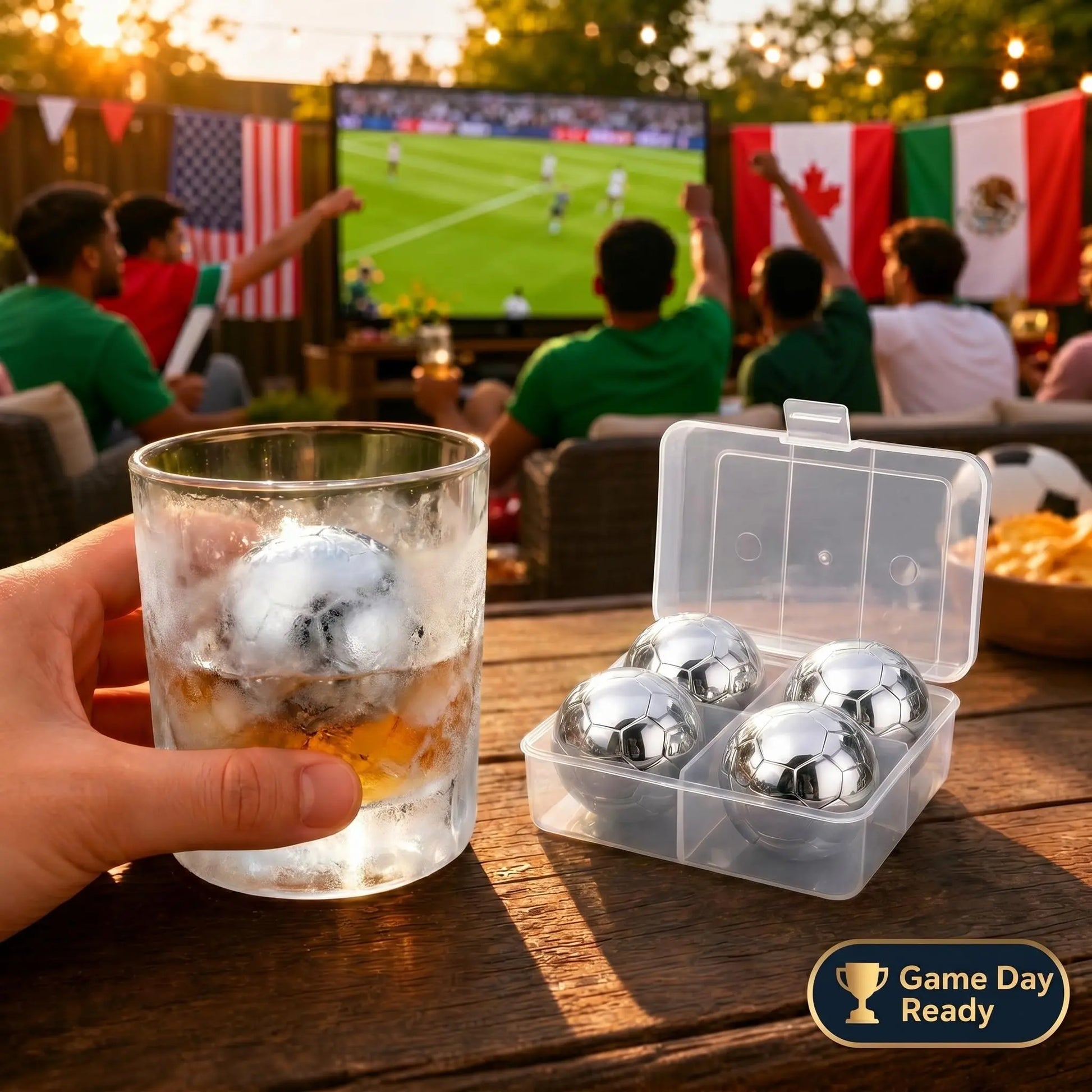 Reusable Soccer Ice Balls Set of 4 | Stainless Steel Chilling Stones for 2026 Watch Parties & Game Day