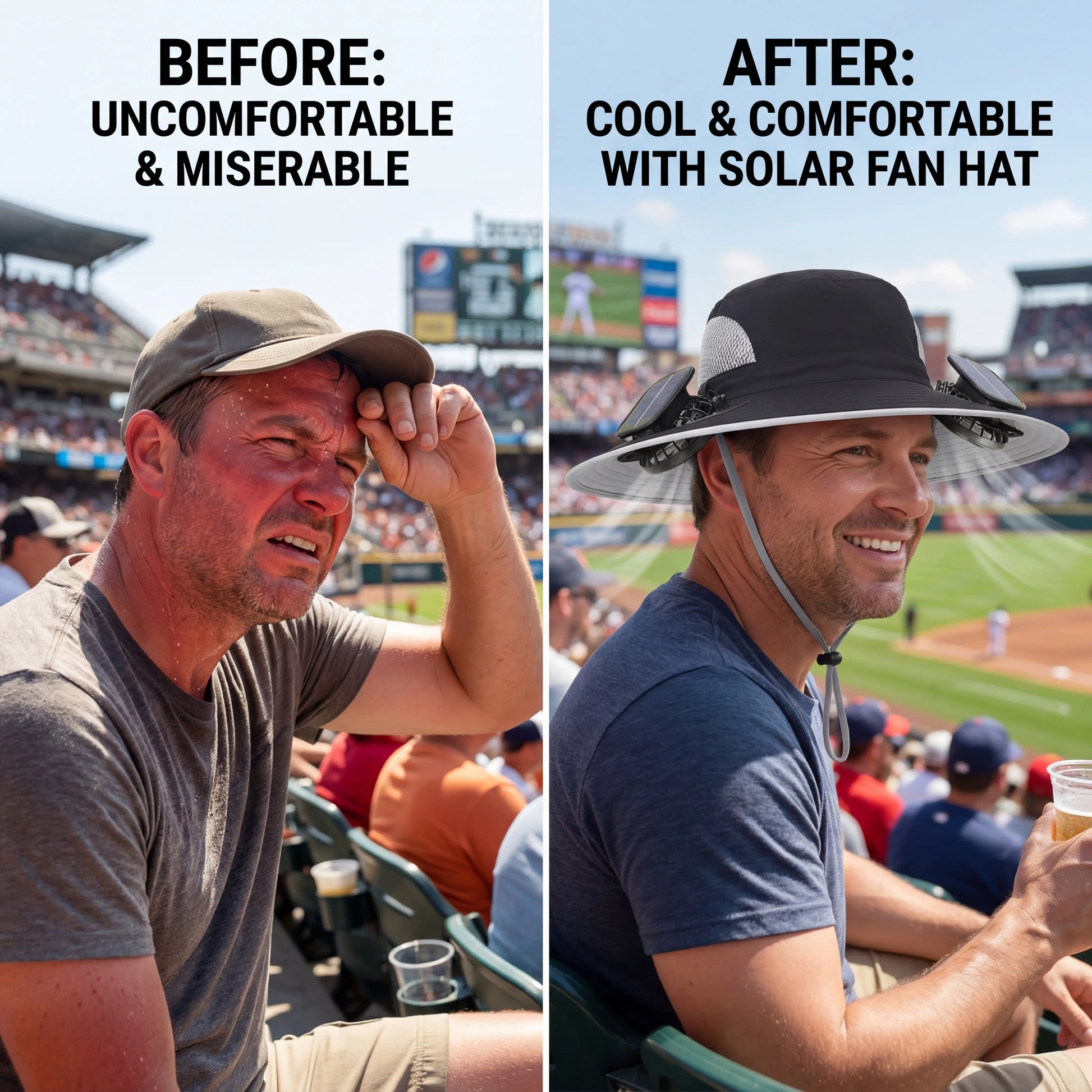 New Solar-Powered Outdoor Cooling Fan Hat — Sun Protection Hat with Solar Fan | Dual-Power Rechargeable Fan | Outdoor Water-Resistant Fan | Ideal for Sporting Events | Unisex Design | Tiktokshopspringglowup Sun Bucket Hat Lightweight Golf Hat