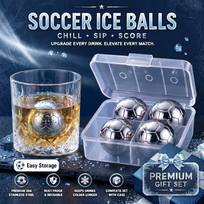 Reusable Soccer Ice Balls Set of 4 | Stainless Steel Chilling Stones for 2026 Watch Parties & Game Day